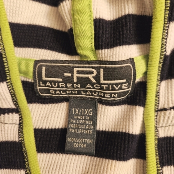 Lauren Ralph Lauren Active Navy White Stripe Waffle Knit Hoodie Navy Pant Set XL - Picture 15 of 16